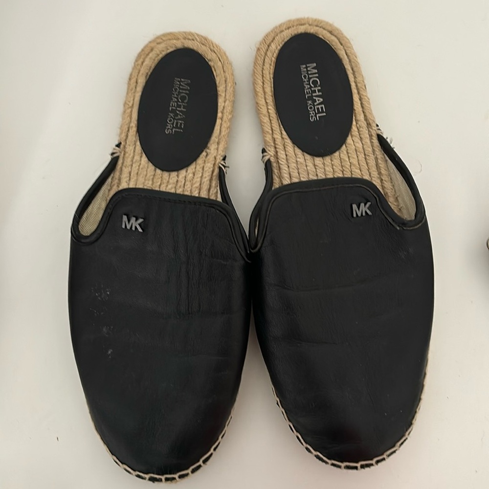 Michael Kors Emilia Leather Espadrille Slides Mules Size 8.5